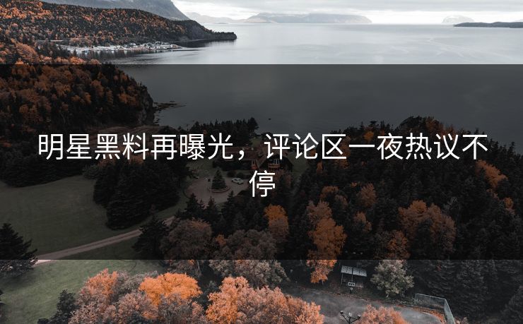 明星黑料再曝光，评论区一夜热议不停