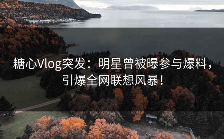 糖心Vlog突发：明星曾被曝参与爆料，引爆全网联想风暴！